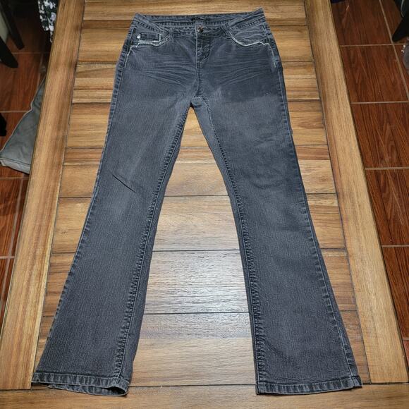Roz & Ali Black Straight Denim Jeans w/ Pocket Bling - Size 10 - Picture 1 of 7